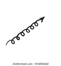 black arrow icon on a white background. With hearts, dots. Flat style. arrow icon for your website design, logo, app, ui. the arrow points to the direction symbol. curved arrow.