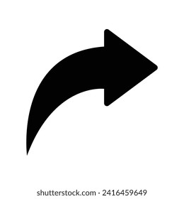 black arrow icon on white background. flat style. arrow icon for your web site design, logo, app, UI. arrow indicated the direction symbol. curved arrow sign. eps file 10.