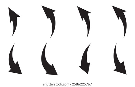 black arrow icon on white background. flat style. arrow icon for your web site design, logo, app, UI. arrow indicated the direction symbol. curved arrow sign.
