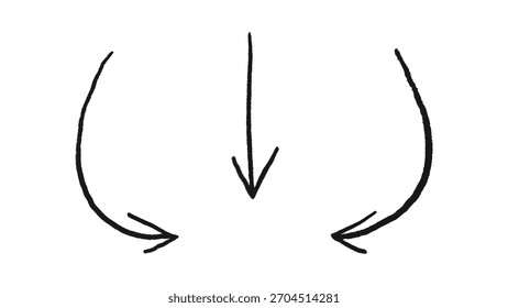 schwarzer Pfeil auf weißem Hintergrund. flacher Stil. Pfeilsymbol, gekrümmtes Pfeilzeichen. Vektorgrafik mit Richtungspfeil, Symbol für moderne Grafikzeiger, Benutzeroberfläche, UX-Design-Element, einfaches Navigationssymbol