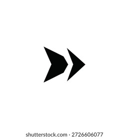 A black arrow icon on a white background indicating direction