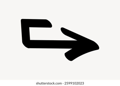 Black arrow icon pointing right, simple design. Right arrow with bold, thick lines. Minimalist right arrow, ideal for navigation or direction symbols. Isolated vector element.
