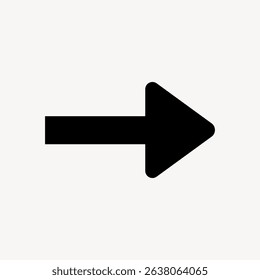 Black arrow icon pointing right. Simple arrow design. Arrow symbol for direction. Right-pointing for navigation. Minimalist arrow graphic. Minimal vector design.