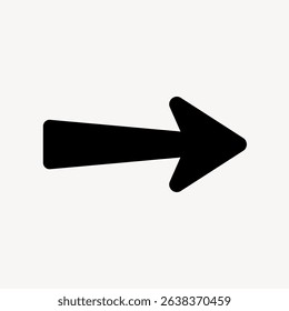 Black arrow icon pointing right. Simple arrow design on a white background. Arrow symbol for direction, navigation, or indicating movement. Arrow vector graphic.