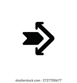 Black arrow icon pointing right with double arrow outline graphic symbol
