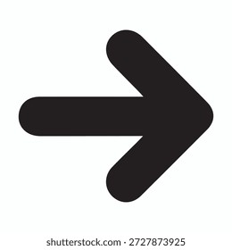 Icono de flecha negra que apunta a la derecha, diseño de Vector plano en negrita.