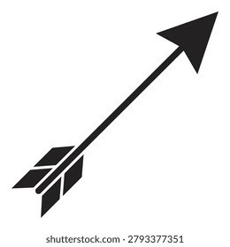 Black arrow icon pointing upwards with fletching at the end icon