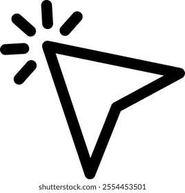 Black arrow icon with radiating lines indicating direction or movement