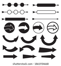 Black arrow icon set on white background