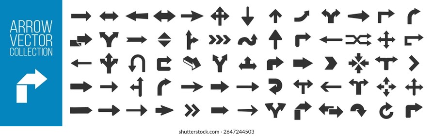 Conjunto de iconos de flecha negra, colección de flechas de Vector simple, símbolos de cursor modernos para el Diseño web y la interfaz