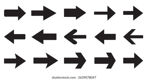 Black arrow icon set in template design,