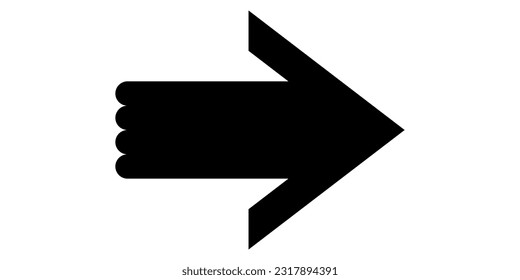 Schwarzes Pfeilsymbol. Pfeilzeichen für Webdesign und mobile Apps. Moderner Geschwindigkeitspfeil in flachem Stil, Vektorgrafik einzeln auf weißem Hintergrund.