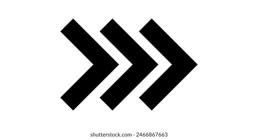 Icono de flecha negra. Signo de flecha para Diseño web y App móviles. Flecha de velocidad moderna en Vector de estilo plano aislado sobre fondo blanco.