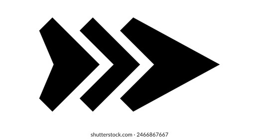 Black arrow icon. Arrow sign for web design and mobile apps. Modern speed arrow in flat style vector isolated on white background.