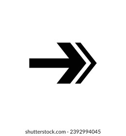 black arrow icon transparant backgorund flat design arrow with two heads arrow thin body right direction symbol