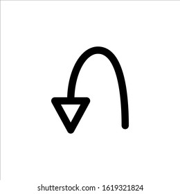 black arrow icon with a white background