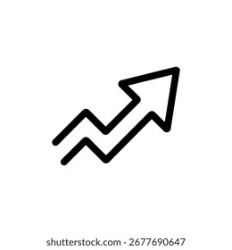 Schwarzer Pfeil mit Zickzacklinie auf weißem Hintergrund, der Wachstum, Fortschritt oder positive Trends symbolisiert
