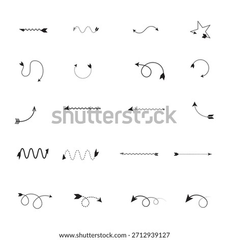 Black Arrow Icons for Direction, Collection of decorative swirls and flourishes for design elements