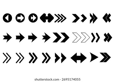 Black arrow icons directional pointers symbol navigation