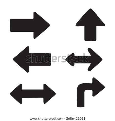 Black Arrow Icons Pointing in Multiple Directions Symbolic of Navigation Guidance Orientation and Paths Forward and Backwards