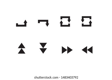 Black arrow icons set 8 on White Background.