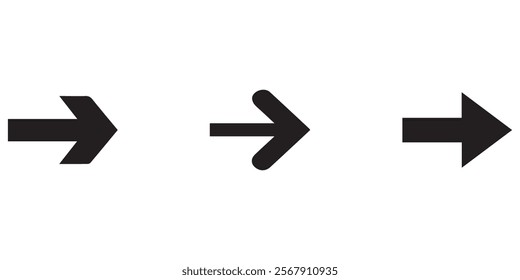 black Arrow icons set. Arrows vector sing isolated on white background. Big vector set of black arrow symbol and direction pointers in different styles. Beautiful arrow vector collection.