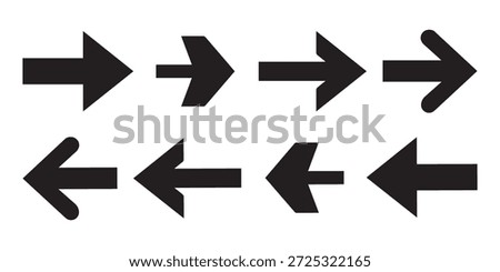 Black Arrow icons set. Arrows vector sing isolated on a white background. Big vector set of black arrow symbols and direction pointers in different styles.