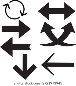  Conjunto de iconos de flecha negra para Vector de dirección y navegación