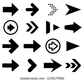 Black arrow icons set. Vector illustration