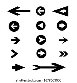 Black arrow icons set. Vector illustration