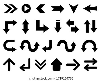 Black arrow icons set. Vector illustration.