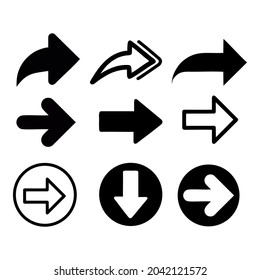 Black arrow icons set. Vector illustration