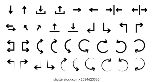 Ícones de seta preta são simples e fáceis de usar ilustração vetorial.