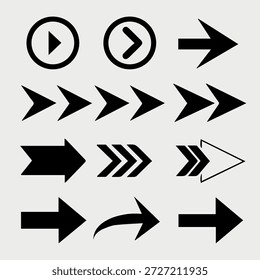 Black Arrow Icons Vector Set Direction Symbols.