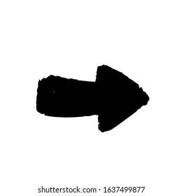Black Arrow ink in hand drawn style.  Arrow symbol isolated on white background. Vector illustration