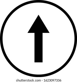 black arrow up inside the circle. up arrow sign