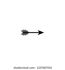 black arrow isolated on white. Flat adventure icon. Good for web and software interfaces. Campin, hunting. Wild vacation.