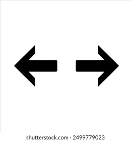 Black arrow left and right icon silhouette vector illustration on white background.