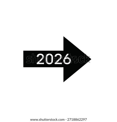 A black arrow with the number 2026 inside, indicating forward movement and the future.