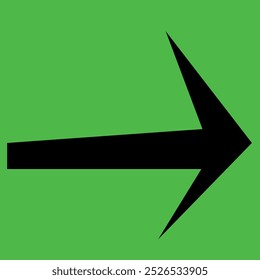 Black arrow on green background. Vector graphics