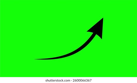 Black Arrow on Green Screen Background