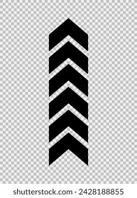 A black arrow on a transparent background pointing up at the growth chart of the financial profit of the business. Dynamic moving arrow symbol. Vector EPS 10.