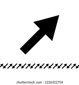 Black arrow on a white background and small arrows