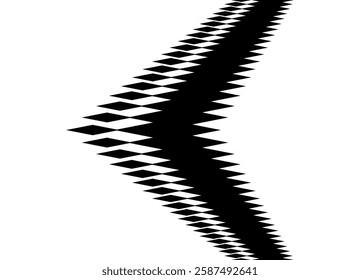 Black arrow on a white background, with sharp pixelated elements.  design in digital style, for interfaces, prints and modern graphics. Sports vector element. Pointer, navigation, direction. Speed