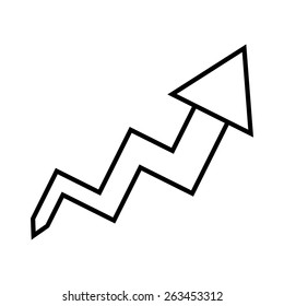 Black arrow on white background. Vector illustration.