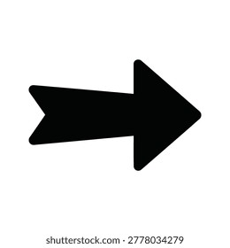 Black arrow with pointed end and notched tail, used for indicating direction