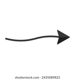 Black arrow pointer cursor, Arrow silhouette icon, Vector element isolated on white.