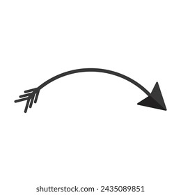 Black arrow pointer cursor, Arrow silhouette icon, Vector element isolated on white.