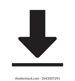 Black Arrow pointing down, download icon, vector illustration isolated, eps