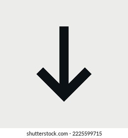 Black arrow pointing down vector flat icon.